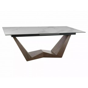 Стол обеденный SIGNAL BONUCCI Ceramic Statuario Venato белый/орех 200-250/98